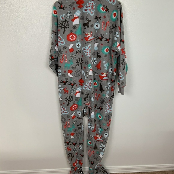Footed Christmas Pijama Man Gray Sz: S - Picture 5 of 6